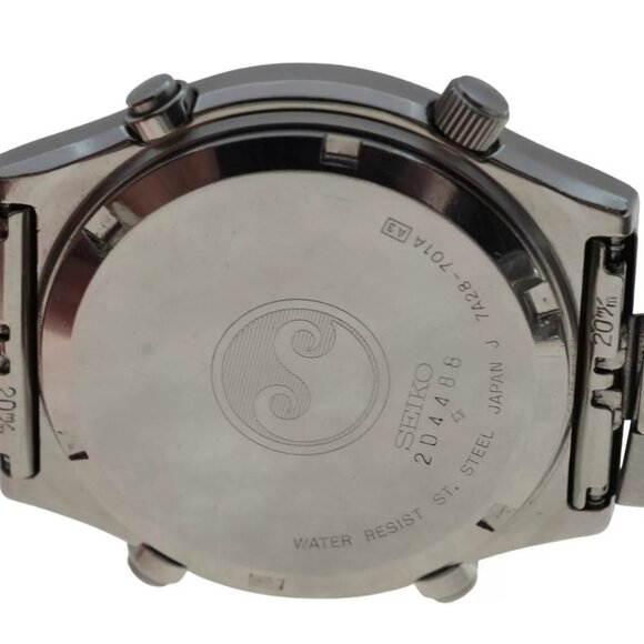 Rare Men's Vintage Seiko 39mm Black Dial Chronograph Quartz Watch Ref 7A28-701A! - Picture 9 of 9